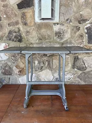 Vtg INDUSTRIAL MASO CHICAGO Metal Typewriter Stand Desk Drop Leaf Table Casters  • $99.99