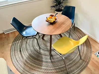 Mid Century Modern Krueger Fiberglass MCM Shell Chair Set 3 Blue Yellow Combo • $125