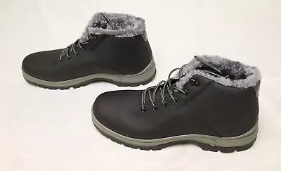 CARENURSE Men's Faux Fur Lined Work Snow Boots CB7 Black Size US:13 EUR:47.5 • $14