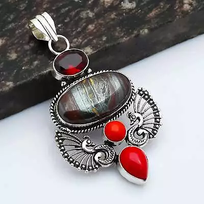 Iron Tiger Eye Coral Gemstone Ethnic Handmade Pendant Jewelry 3  AP-18741 • $3.99