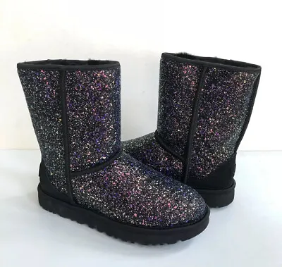 Ugg Classic Short Cosmos Sparkles Black Multi Boots Us 6 / Eu 37 / Uk 4 • $145