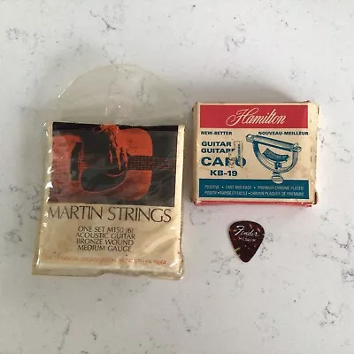 Vintage Guitar Accessory Lot: Hamilton Guitar KB-19 Capo Martin Strings M150 • $25