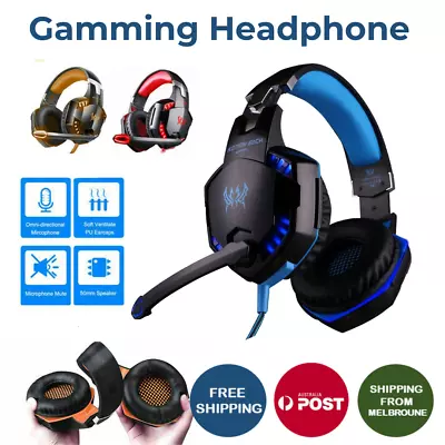 $29.95 • Buy 3.5mm Gaming Headset MIC LED Headphones Surround For PC Mac Laptop PS4 Xbox One