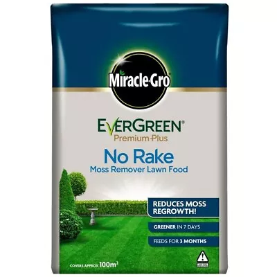 Miracle-Gro EverGreen 10kg Premium Plus No Rake Moss Remover Lawn Food 100m2 • £29.98