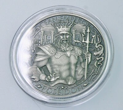 $2.25 • Buy Poseidon Ocean Emperor  1 Oz .999 Silver  Lost City Of Atlantis Antiqued #586