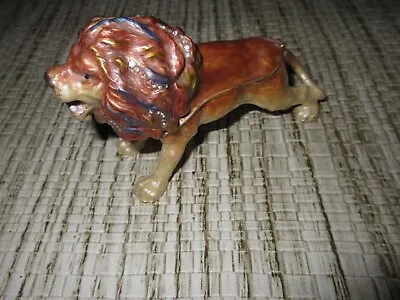 Metal Enamel Jeweled Lion Trinket Box/Jewelry • $19.95