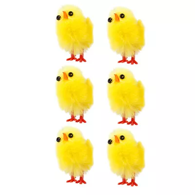 6Pcs Easter Chicks Plastic Chenille Yellow Ornaments For Bonnet & Cake Decor-QP • £4.41