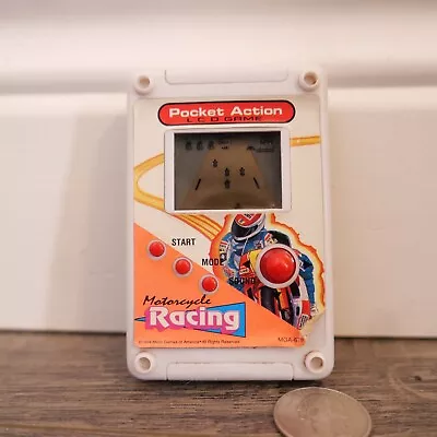 Pocket Action LCD Game Motorcycle Racing Joystick Micro Games Of America WORKS ! • $18.99