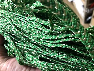 Vintage 1/4  Millinery 1940s Braided Raffia Woven Emerald Ivory 10yds France • $8.99