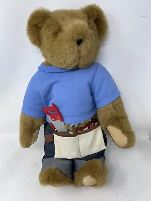 Vermont Teddy Bear Company Jointed Brown Bear 17” W/Blue Jeans Tool Belt Org • $29.95