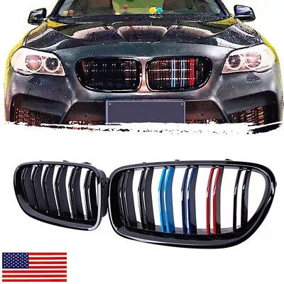 Front Grille Grill Kidney M-Color For BMW 5 Series F10 F11 M5 Glossy Black 10-16 • $34.98