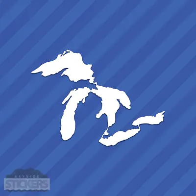 Great Lakes Outline Vinyl Decal Sticker Michigan Superior Huron Erie Ontario • $1.99