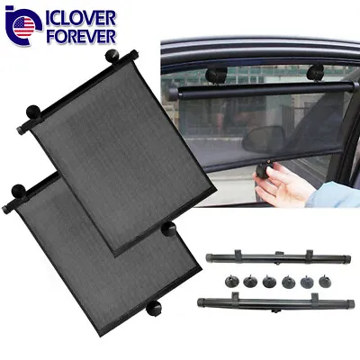 Pair Car Window Sun Shade Roller Blind Screen Protector Baby Kids Side Sun Visor • $13.98