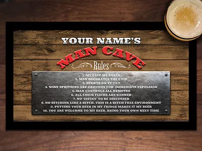 Personalised With Your Name Customised BAR RULES BEER MAT BAR RUNNER Man Cave • $35.95