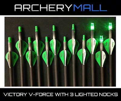 12 Victory VForce 350 V6 Arrows With 3 Lighted Nocks  55-75lb • $109.99
