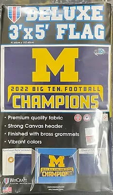 Wincraft University Of Michigan Football 2022 Big Ten Champions 3'x5' Flag • $29.99