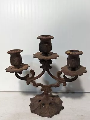 Vintage Ornate Wrought Iron 3-holder Candelabra - Free Shipping • $49.99