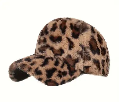 Leopard Print Plush Baseball Cap Plush Hat Coldproof Adjustable US SHIPPER • $19.99