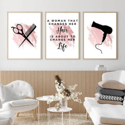 £3.95 • Buy Blush Pink Hair Salon Hairdressing Scissor Haircut Wall Art Posters And Prints