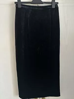 Boden Straight Skirt UK8 Silk Mix Long Black Velour Lined • $8.70