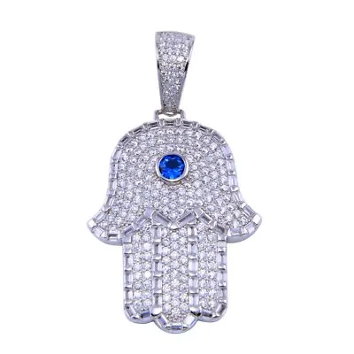 Sterling Silver Hansa Hand Hip Hop Pendant W/ Micro Pave CZ Stones • $39.99