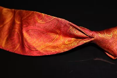 Canali Made In Italy Thick Woven Spice Orange Multi Damask Paisley Silk Tie NR • $20.50