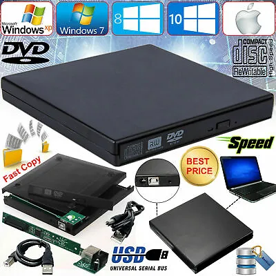 £8.89 • Buy 2.0 Usb To Laptop Ide Cd/dvd Rom Rw External Caddy Case Enclosure Cover Black