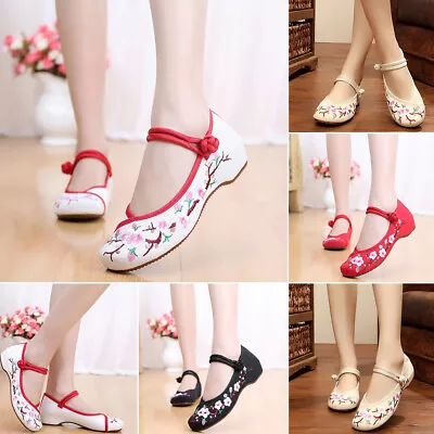 £15.83 • Buy Women Canvas Shoes Chinese Embroidered Flower Oxfords Mary Jane Sandal HOT