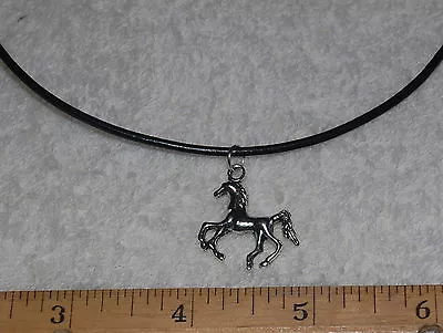Horse Charm Black Leather Necklace - Pony Mustang Equestrian Pendant FOAL Colt  • $6.97
