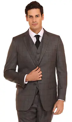 Vitali M2735 3 Pieces Vested Suit Charcoal • $233.99