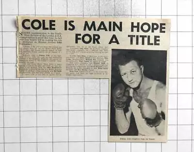 1961 Boxer Johnny Cole Bright Hope For Sussex • £5