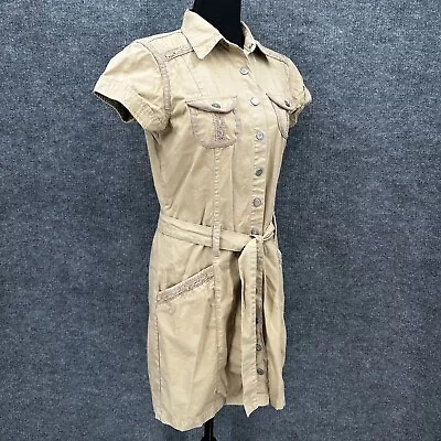 Aeropostale Dress Womens M Khaki Shirt Dress Belted Safari Military Pockets • $17.14