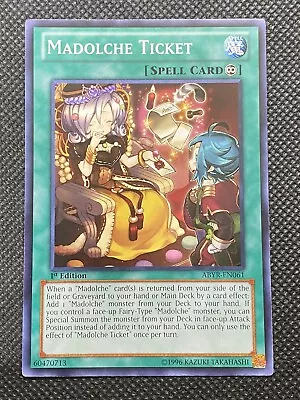 YuGiOh! Madolche Ticket ABYR-EN061 Common 1st Edition Near Mint Abyss Rising • $2.50