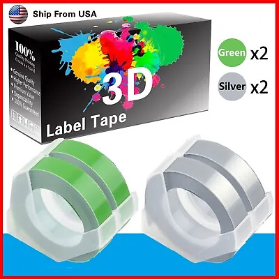 (2Green+2Silver) LabelTape 3D Fit For Dymo Maxi 1755 Label Makers • $12.99