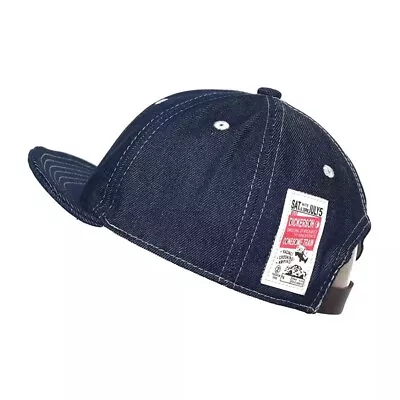 Vintage Denim Snapback Hat Blue Jean Indigo Short Brim Baseball Cap Trucker Adju • $29.99