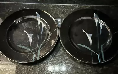 Mikasa Galleria Opus Black Calla Lily Salad Plates Set Of 2 • $9.99