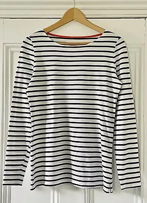 Boden Women’s Navy Blue White Striped Cotton Long-Sleeve T-Shirt Top UK 10 EU 38 • £12.99