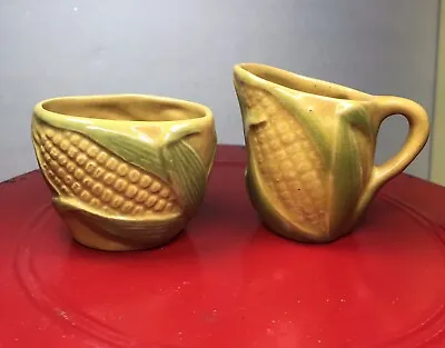 Vintage Rosemeado Brand  Set Of Two Miniature Pitcher And Bowl With Corn Design • $14