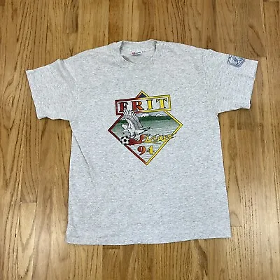 Vtg 90's FRIT Flames 94 LOTTO Soccer T Shirt  ITALIAN SPORTS DESIGN Single Sz L • $25