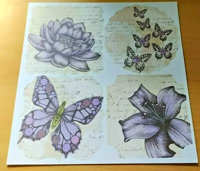 Craftwork Cards Vintage Flowers/Butterflies Toppers For Candi Purple - 2 Sheets • £3.25