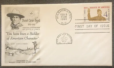 £4.99 • Buy FDC Special Stamp Cover Masons Masonic USA 1960 Daniel Carter Beard Boy Scouts