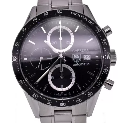 TAG HEUER Carrera CV2010 Chronograph Black Dial Automatic Men's Watch B#130083 • $1539.30