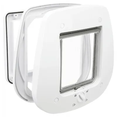 £25.99 • Buy Trixie 4-Way GLASS Fitting Lockable Silent Action Door Pet Cat Flap - White