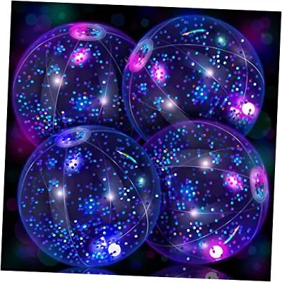 4 Pack LED Beach Ball Jumbo Pool Toys Balls Glow In The Dark Giant Inflatable  • $33.65
