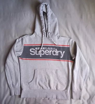 Superdry Hoodie Men's Small Gray International Japanese Print Pullover Heavy • $12