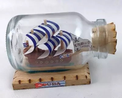 Vintage Miniature Ship In A Bottle  Cuba  Nautical Collectible 3.5  • $14.99