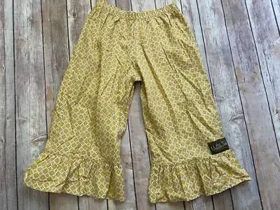 Matilda Jane Sz 8 Hotline Goldie Mustard Yellow Big Ruffle Pants B9 • $29.99