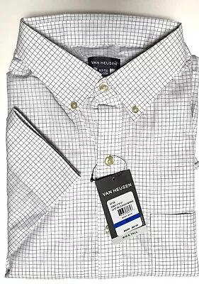 Men's NEW Van Heusen 17-17 1/2  XLT Dress Shirt  B+W Mini Checks. Long Sleeves. • $15.97