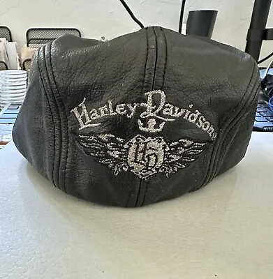 Vintage Harley-Davidson Leather Cabbie Cap Xl. • $18