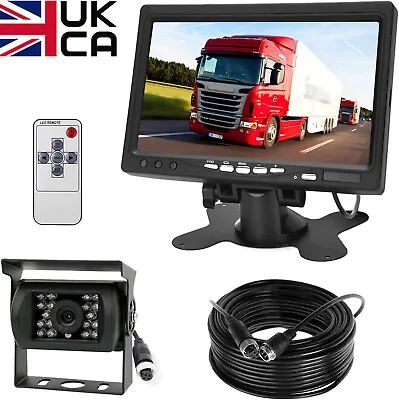 7  LCD Monitor Wireless Car Reversing Camera For Truck Bus Van Rear View Kit UK • £41.95